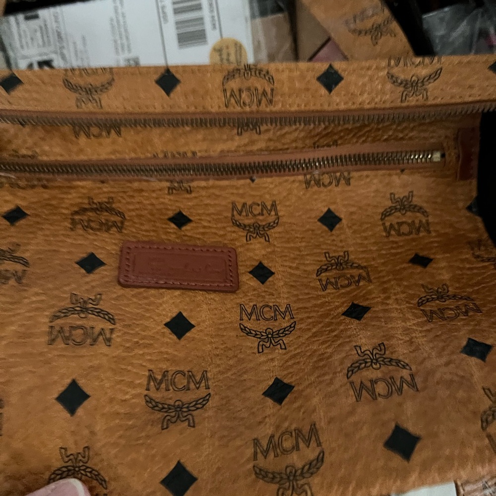 MCM Cognac Visetos Briefcase Work Bag Shoulder Heritage Shopper Vintage Q1971 - Picture 10 of 15